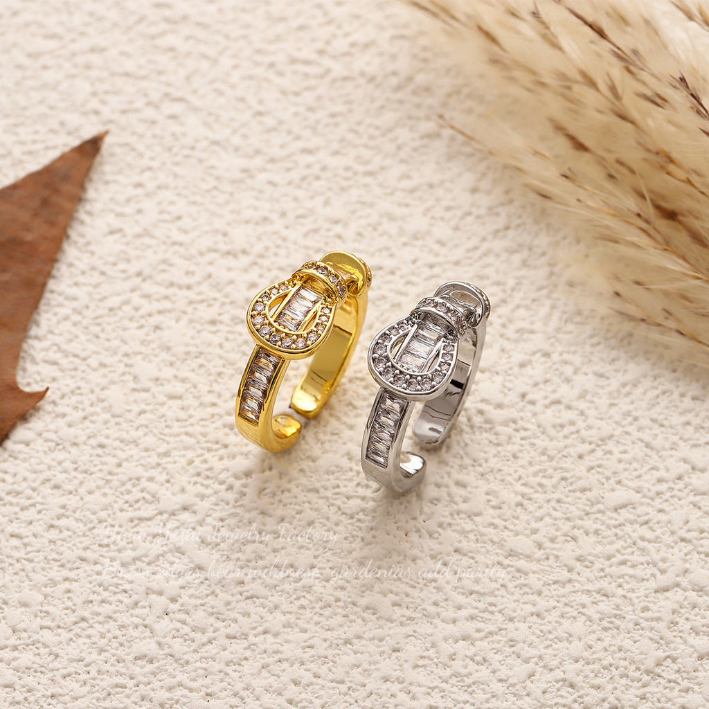 Fashionable And Unique Zircon Horseshoe Buckle Ring 2025 New Open Index Finger Ring Minimalist Style Ring Jewelry For Women