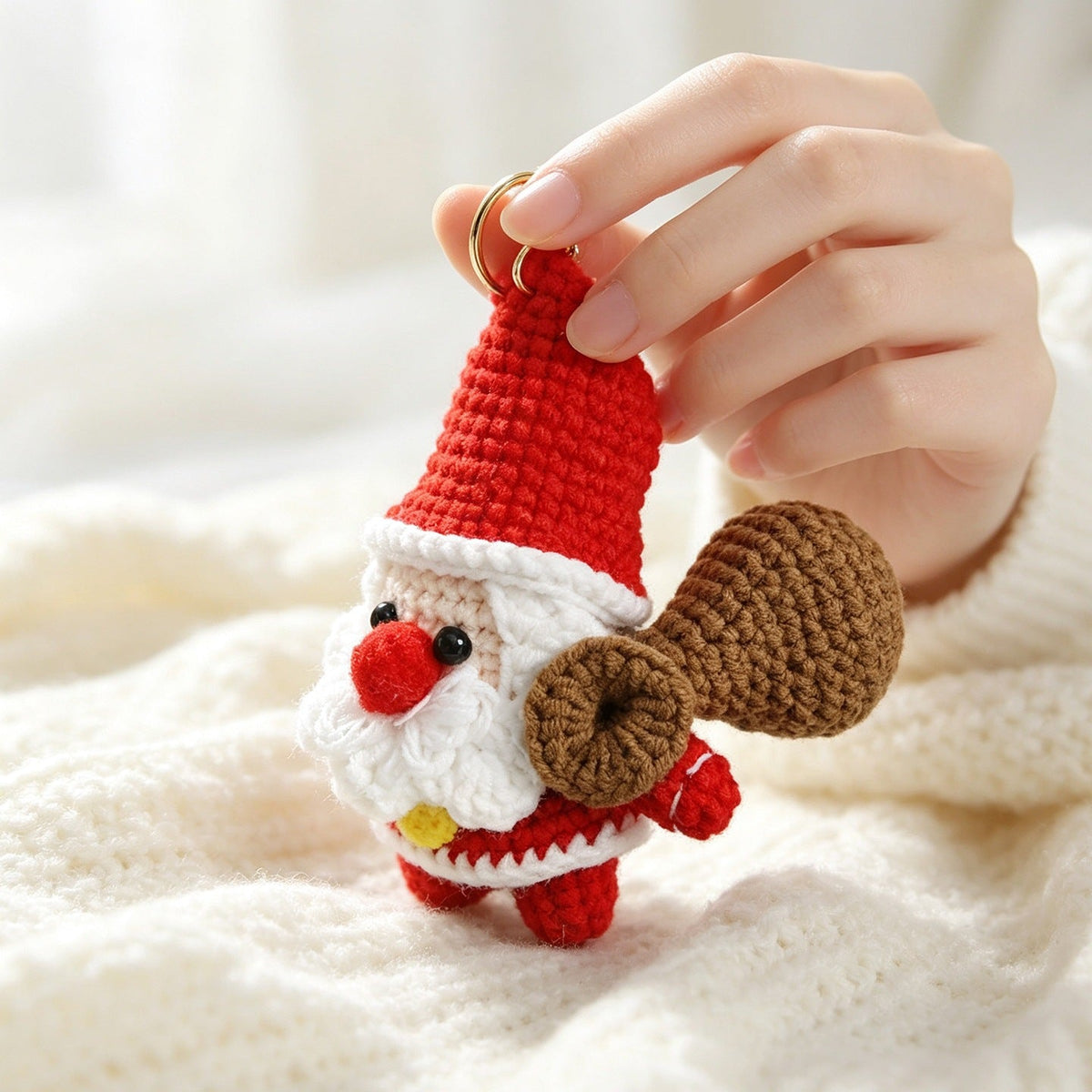 Knitted Yarn Santa Claus Keychain Backpack