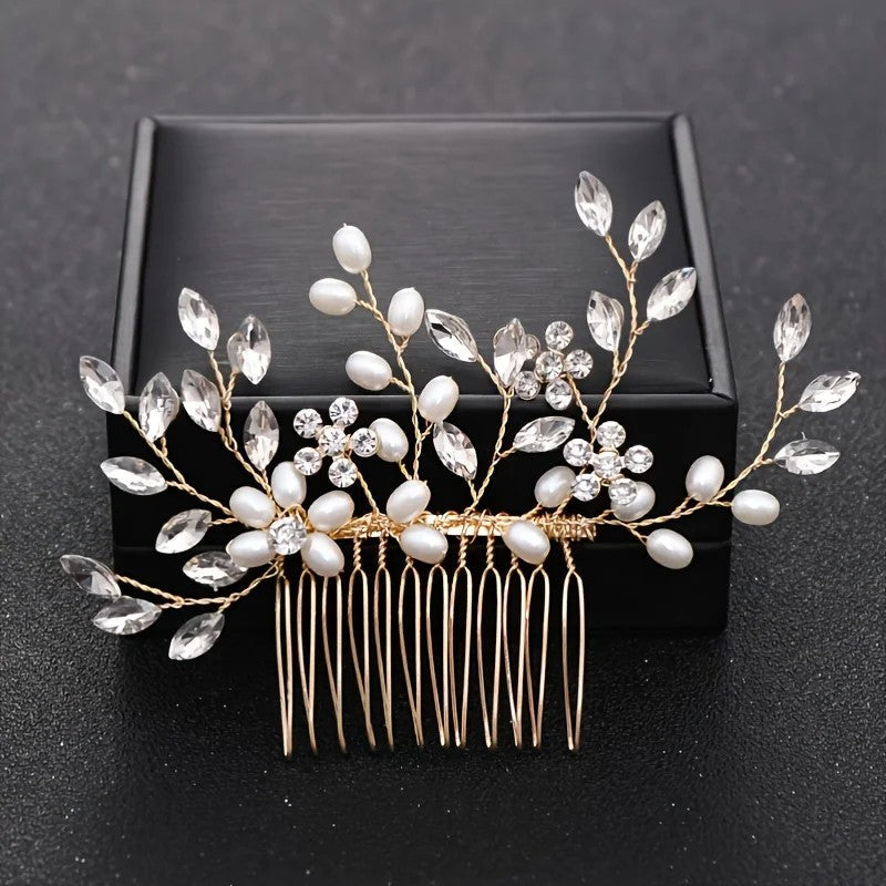 Handmade Pearl Crystal Hair Comb Simple Accessories