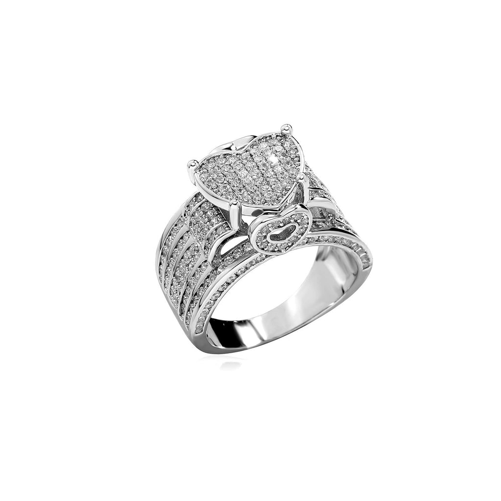 Amazon Cross-Border Trendy Hip-Hop Love Rings For Men And Women, Cuban Zircon Jewelry Wholesale, Hip-Hop Interlocking Rings