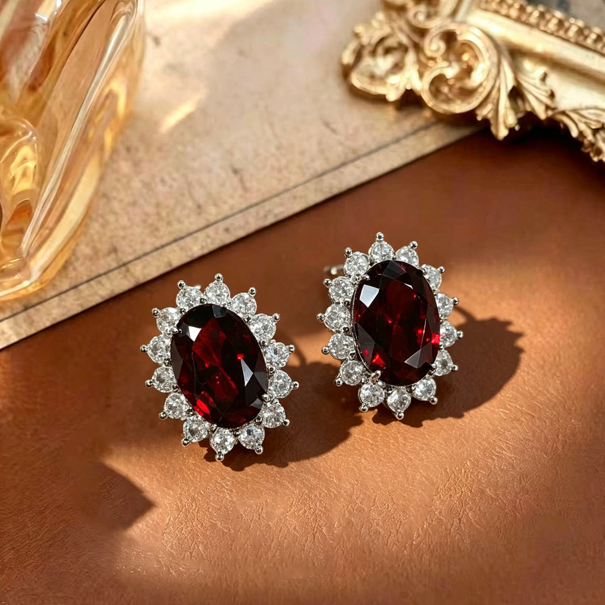 Korean-style New Micro-inlaid Zircon Earrings, European And American Cross-border Elegant Women's Light Luxury Earrings, Niche Exquisite High-end Ear Accessories