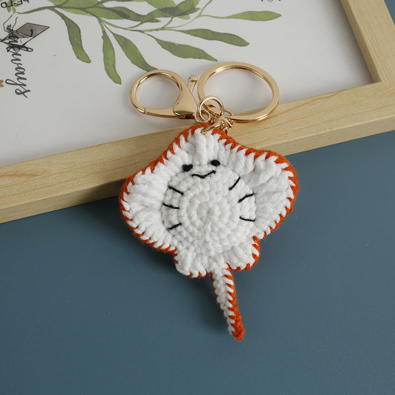 Hand-knitted Yarn Crocheted Stingray Keychain