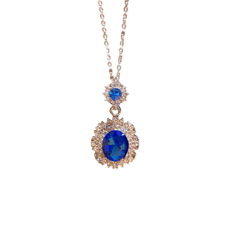 European And American Diamond-encrusted Oval Necklace Fashion Light Luxury Exquisite Earrings High-end Ring Commuter All-match Jewelry Suit Women