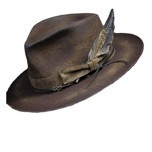 Wool Wide-brimmed Denim Distressed Vintage Jazz Top Hat