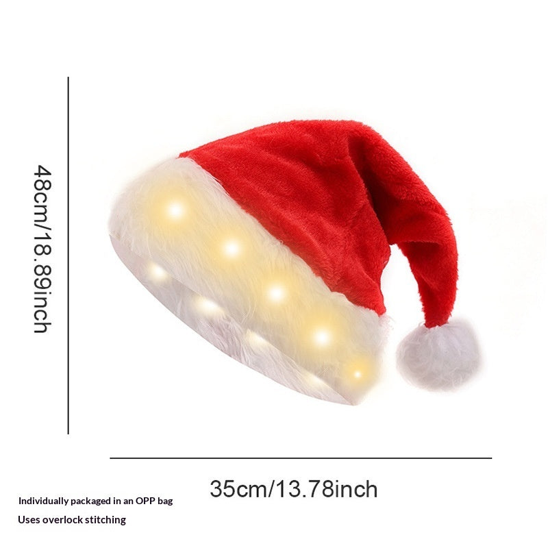 Christmas Party Plush Glowing Christmas Hat For The Elderly