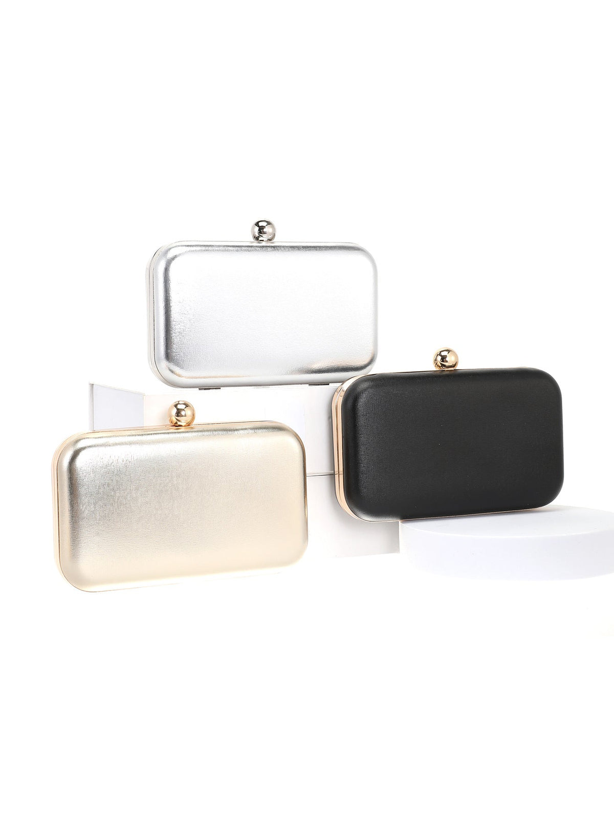 Women's Metallic Box Clutch  Minimalist Vintage Evening Bag, Structured Crossbody Purse, Gold-Foil Formal Handbag For Party & Wedding
