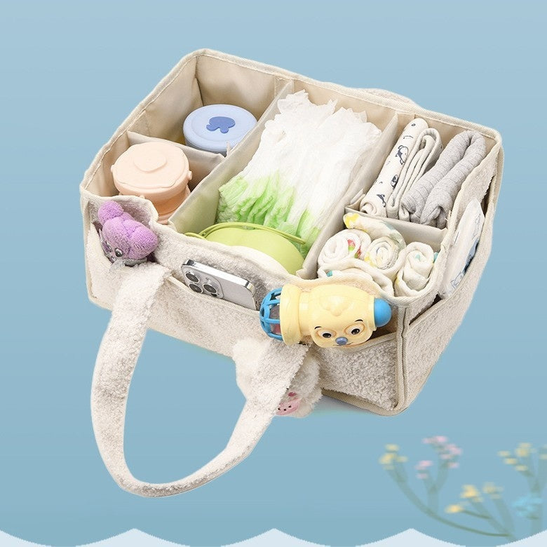 Plush Mommy Bag Baby Diaper Organizer Bottle Storage Bag