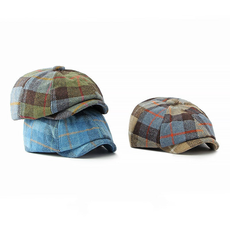 Plaid Newsboy Cap With A Brim