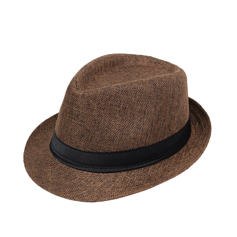 Mens And Womens Jazz Hat British-style Linen Solid-color Top Hat