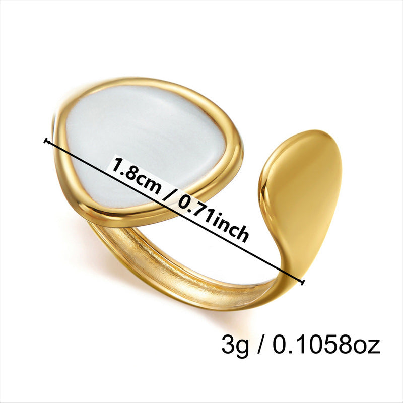 Stainless Steel Heart-shaped Geometric Pearl Inlaid Ring