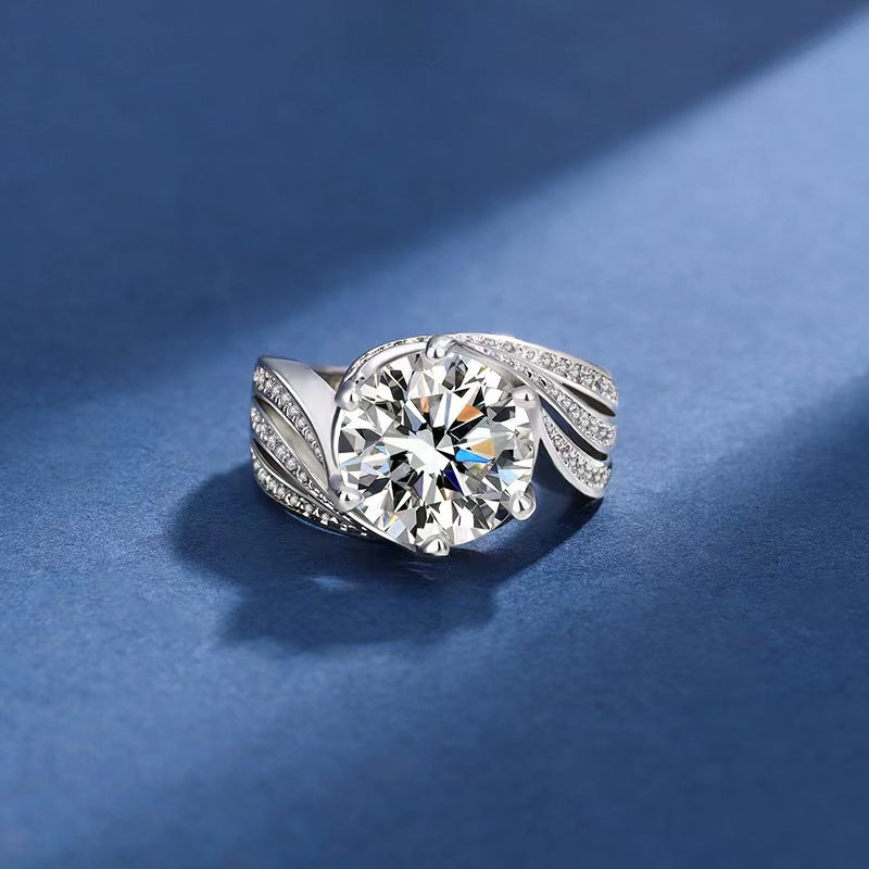Trendy Kuaishou Influencer Live-Streamed Eight-Heart-Eight-Arrow Zirconia Imitation Moissanite Ring For Women And Men, Six-Claw Wedding Ring