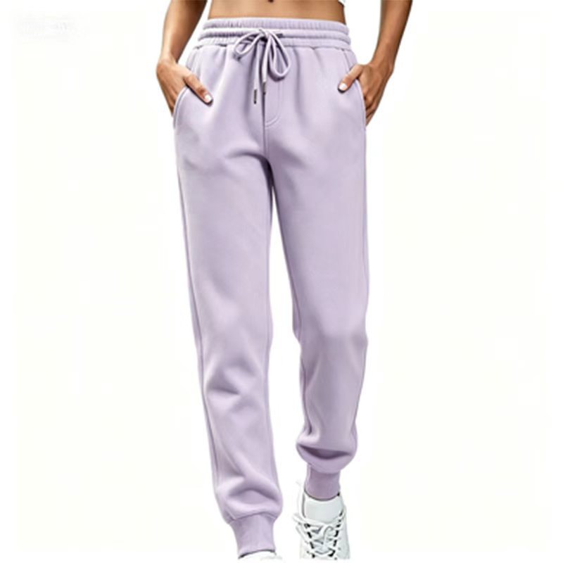 Womens Fleece Sweatpants Solid-color Joggers