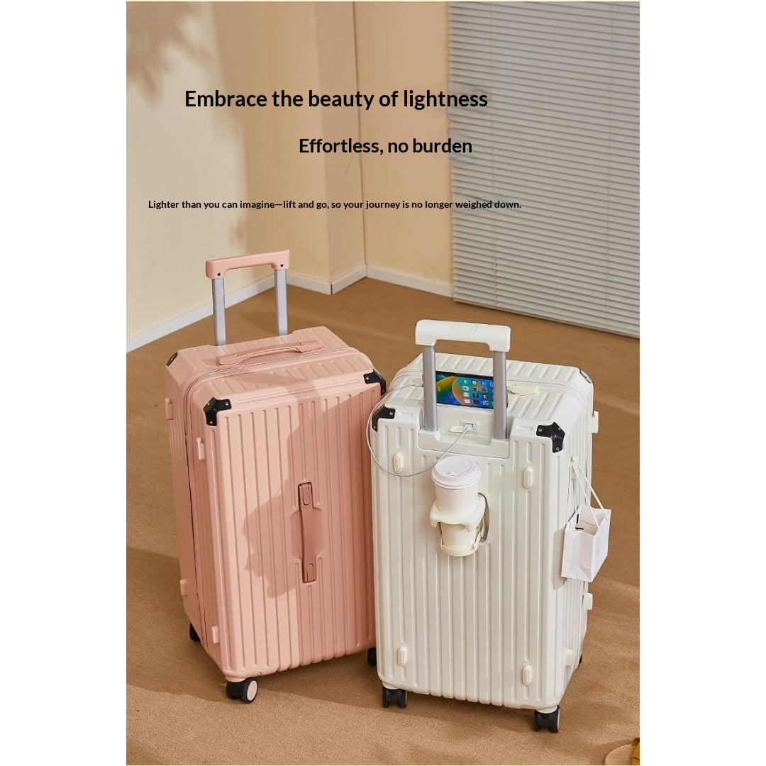 Five Wheel Large Capacity Luggage For Women 2025 New Model Boarding Case Travel Case For Men 28 Suitcase Sturdy, Durable, Thickened - Cup Holder USB Interface