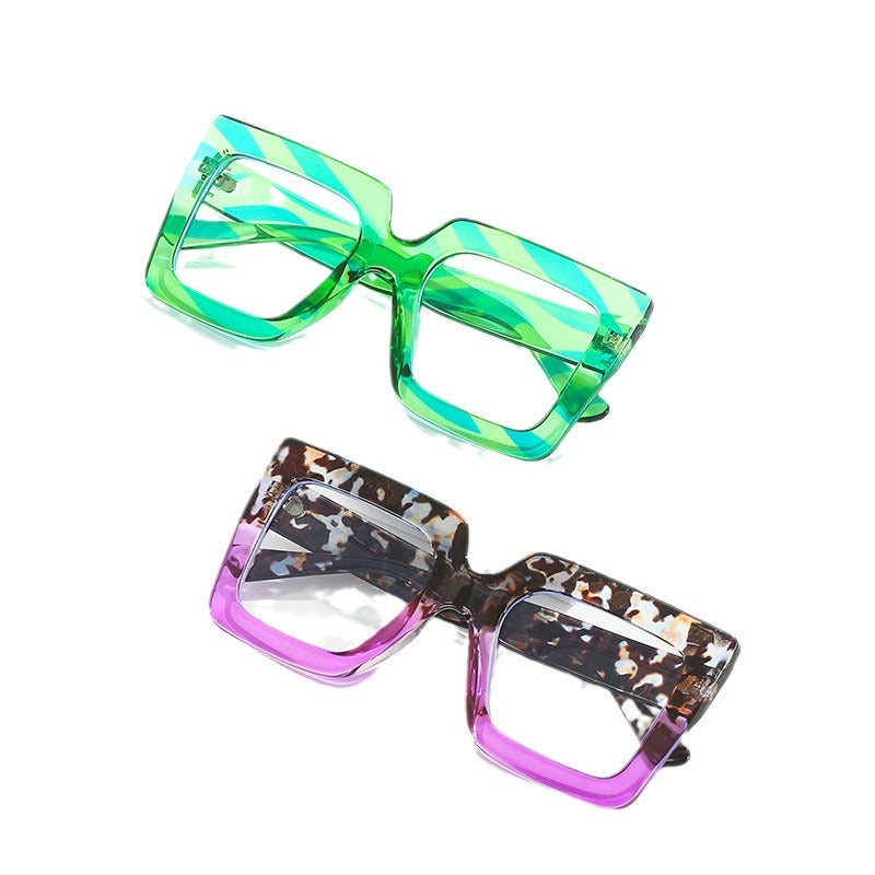 Ladies' Fashionable Thick Square Simple Large Frame Glasses