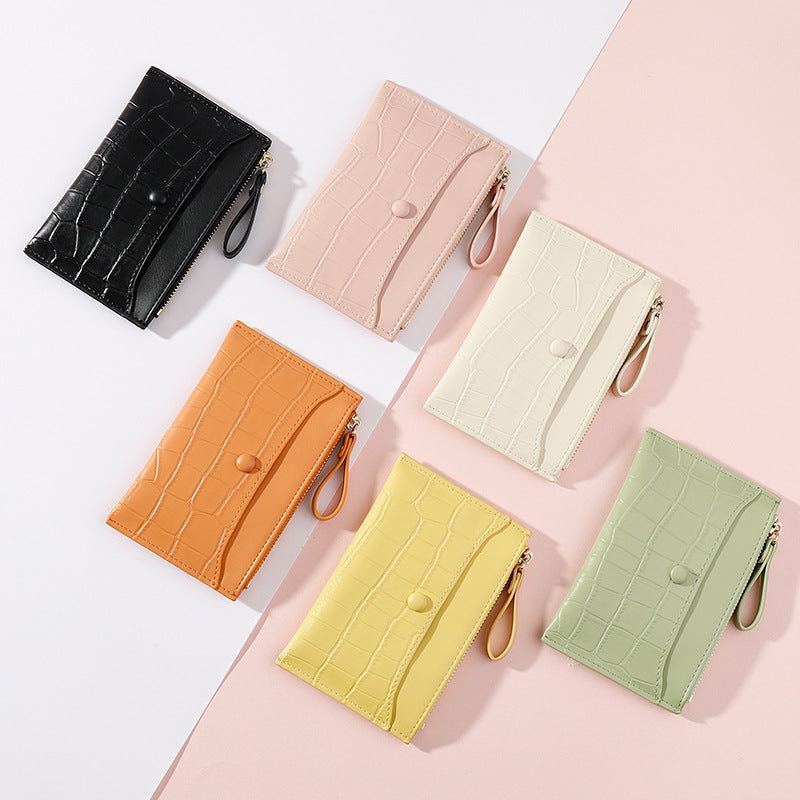 Ultra-thin Multi-card Slot Pu Card Holder, Simple Short Ladies Coin Purse