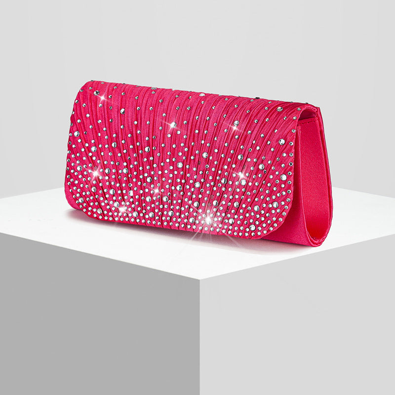 New Womens Diamond-embellished Evening Clutch Crossbody Bag