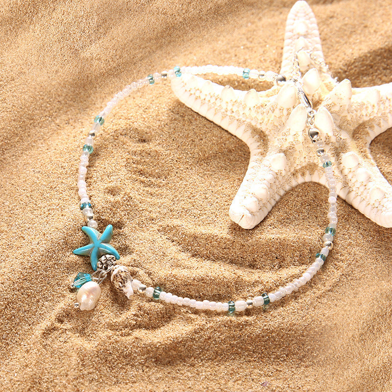 Beach-style Sea-themed Starfish Rice And Conch Foot Jewelrytrendy And Stylish