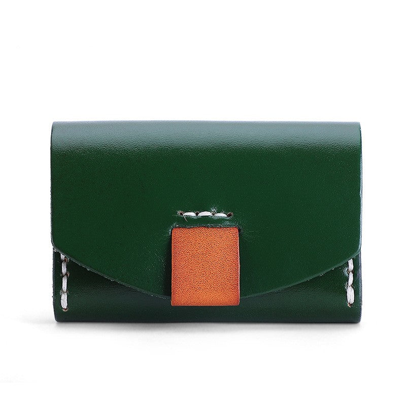 Handmade Genuine Leather Card Holder Retro Short Coin Purse