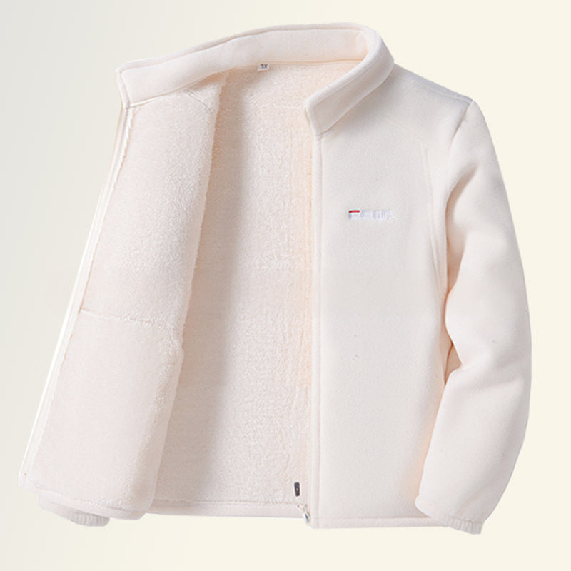 Women's Fleece Lined Polar Fleece Jacket Windproof Warm Stand Collar Sweatshirt For Outdoor Sports Casual Wear