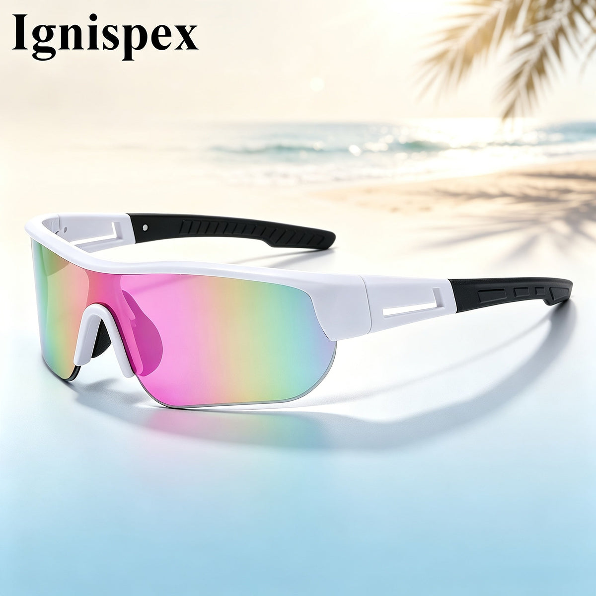 Wraparound Shield Sports Sunglasses, Colorful Mirrored Lens Eyewear, Lightweight Transparent Frame Suitable For Cycling, Running, Beach Travel And Daily Outdoor Activities.