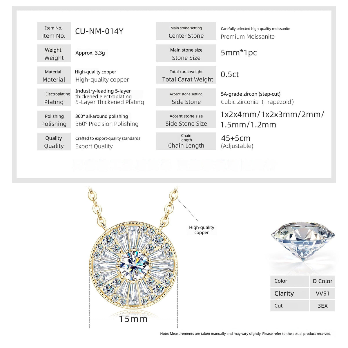 Geometric Round Moissanite Versatile Light-Luxury Necklace