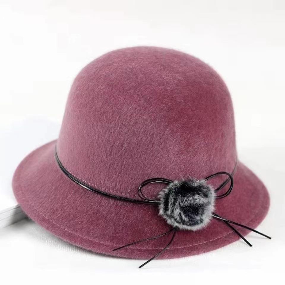 Stylish Windproof Woolen Bowler Hat For Middle-aged And Elderly Women
