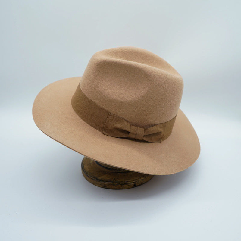 Bow-tie British-style Vintage Wool Tweed Jazz Fedora