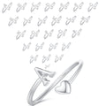 Heart Shaped Cursive Letter Minimalist Polished Open Ring