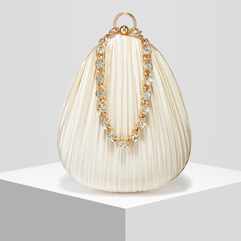 Womens Satin Pleated Evening Bag Handbag Formal Clutch