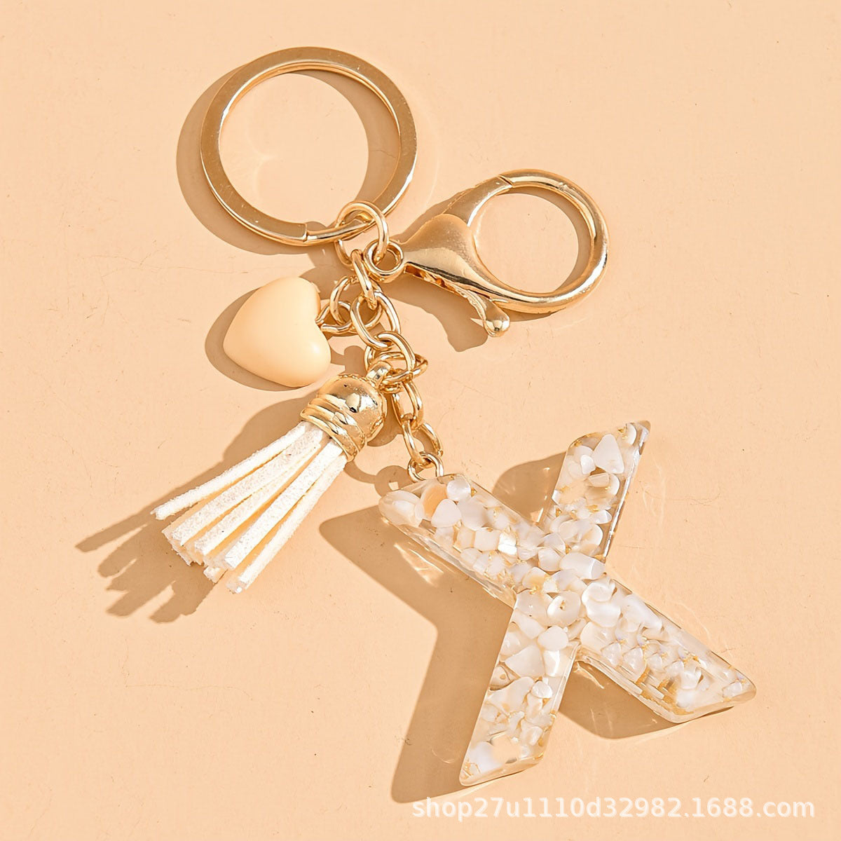 Letter Heart Tassel Keychain Bag