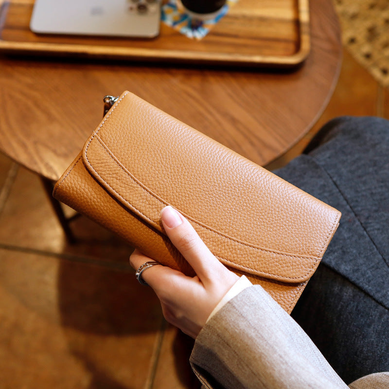 Long Womens Genuine Leather Clutch Bag