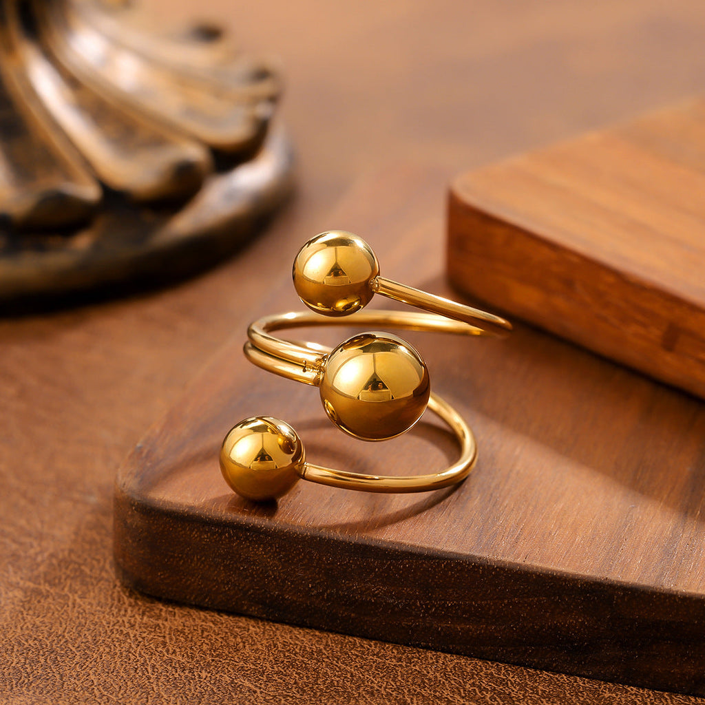 Ins-style Geometric Sphere Titanium Steel Ring For Women