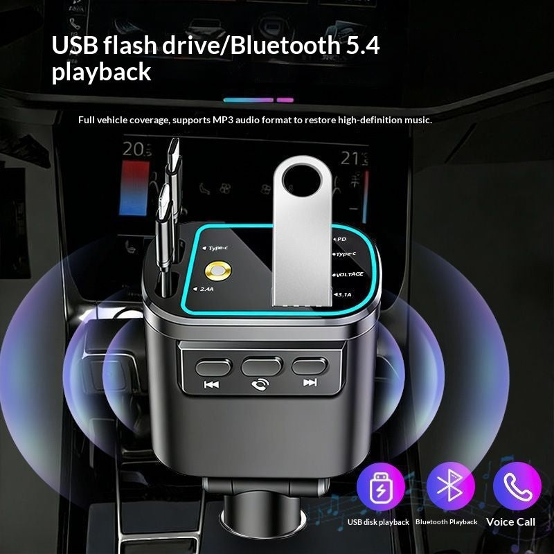 240W Car Bluetooth Fast-Charging Charger With Retractable Cable