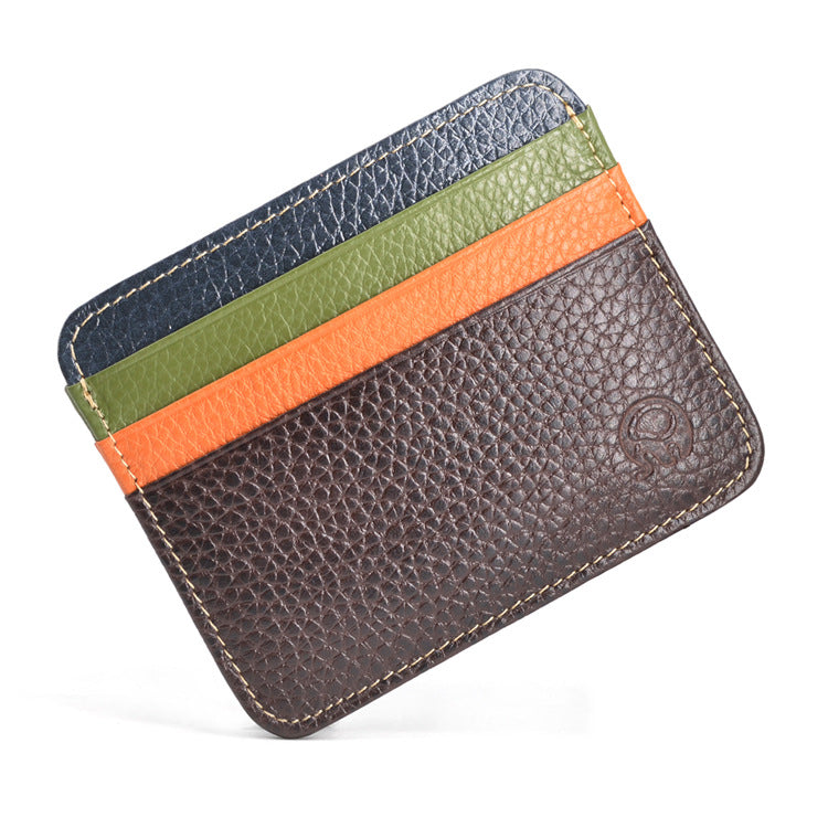 First Layer Cowhide Coin Purse Bus Card Holder