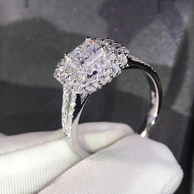 Sanjie New Classic Women's Micro Inlaid Zircon Wedding Ring Wish Popular Jewelry