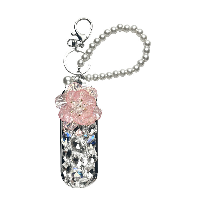 Multifunctional Folding Mirror Keychain Bag Charm For Women