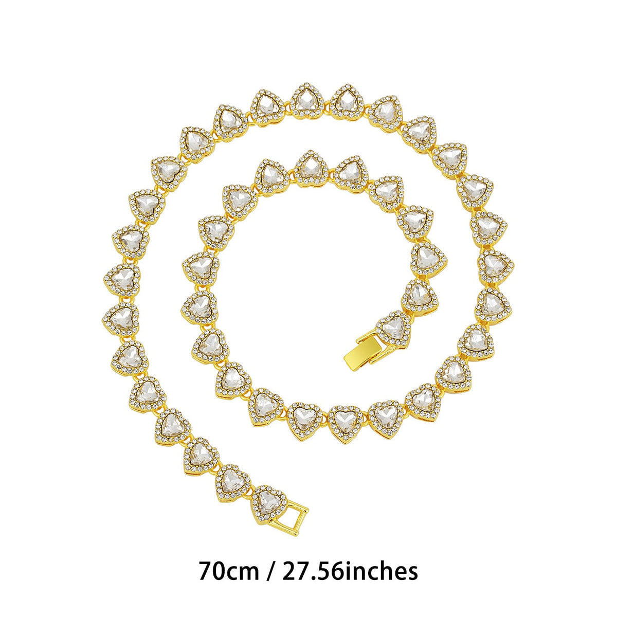 Heart-shaped Heart-shaped Diamond-studded Cuban Necklace
