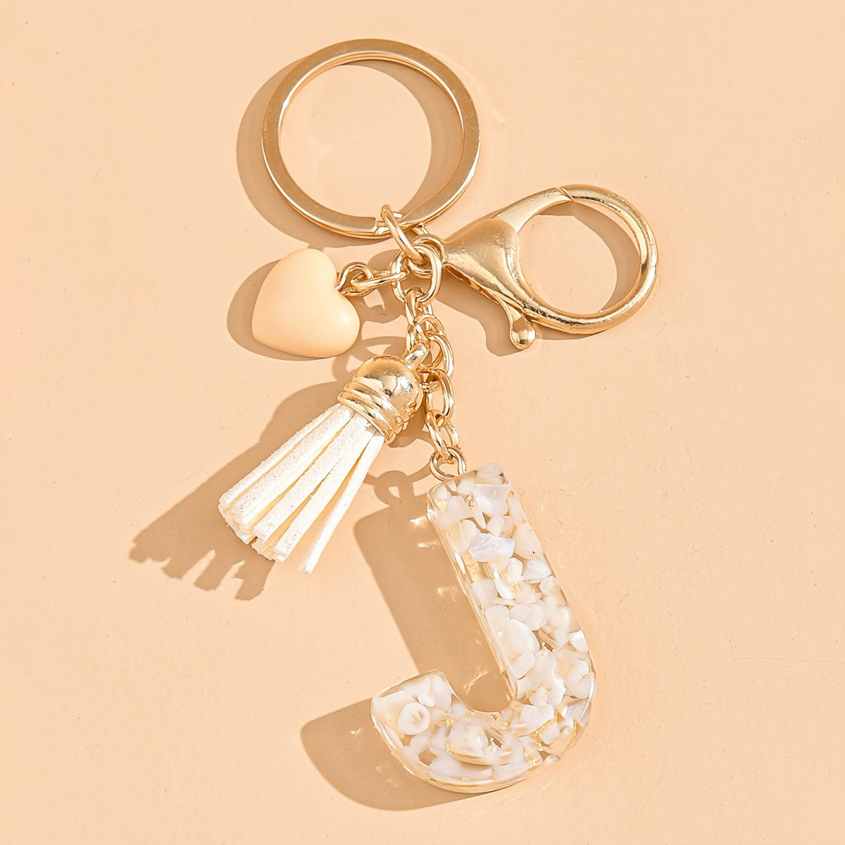 Letter Heart Tassel Keychain Bag