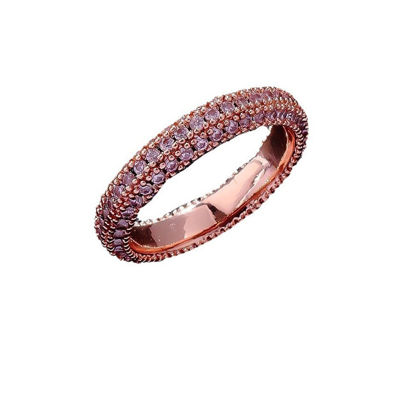 Joseph Jewelry Three-sided Zirconium Shiny Diamond Ring Ring European And American Style Fashion Personalized Hip Hop Ring Trend
