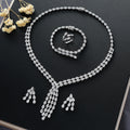 Heavy-duty 4-piece Set Featuring A Water-drop Pendant A Double-layer Water-drop Necklace Earrings A Ring And A Bracelet
