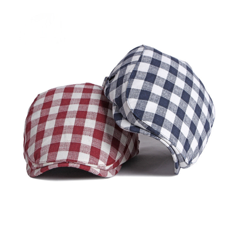 Korean-style Fashionable Plaid Beret For Women