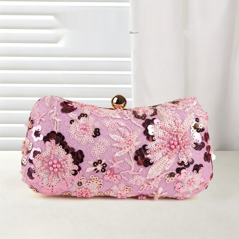 Embroidered Evening Clutch Bag For Women Mini Chain Shoulder Bag With A Niche Design