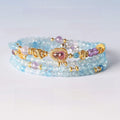 Natural Aquamarine  Rose Quartz Bracelet Amethyst Multi Stone Beaded Chain Water Element Energy Jewelry For Women