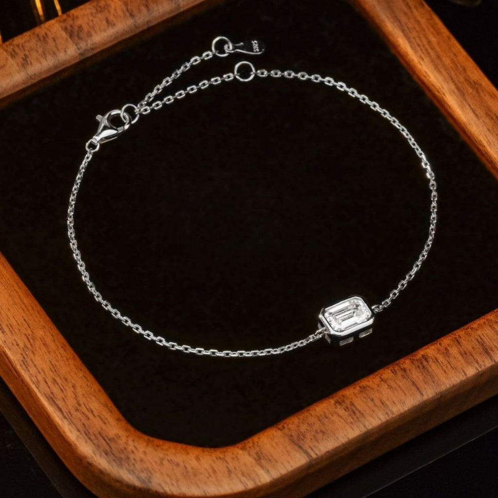 Rectangular Emerald Moissanite S925 Sterling Silver Bracelet
