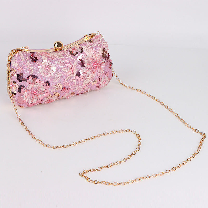 Embroidered Evening Clutch Bag For Women Mini Chain Shoulder Bag With A Niche Design