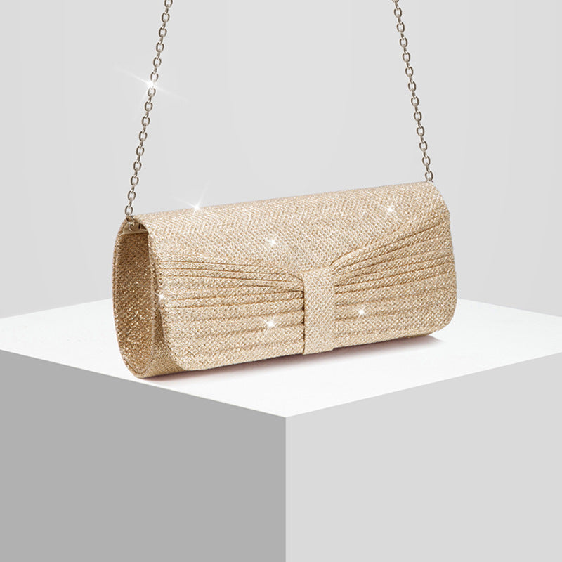 Womens Shimmering Pleated Evening Bag Party Handbag Crossbody Bag Formal Clutch