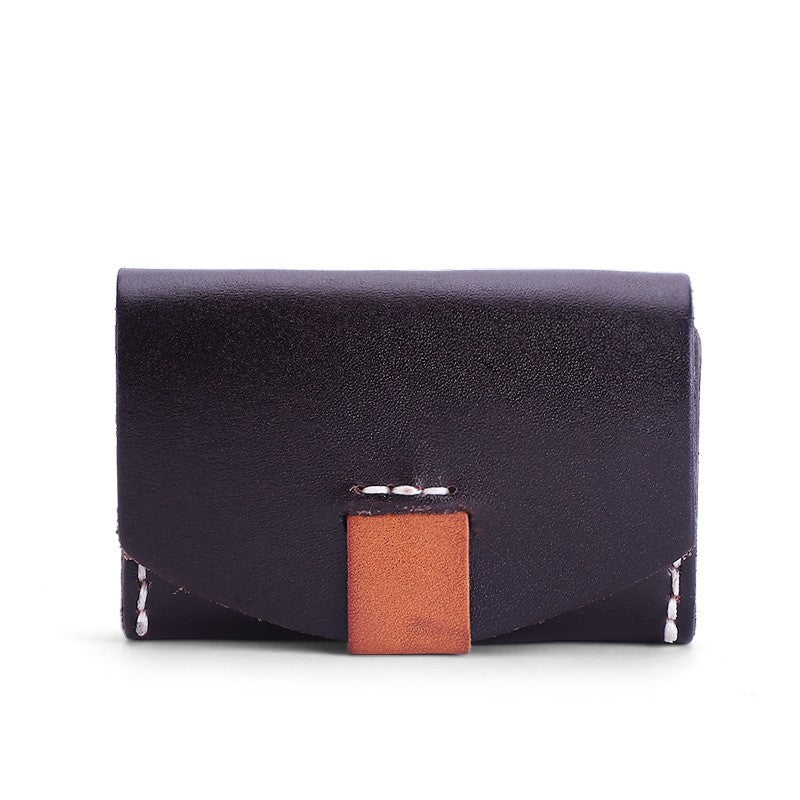 Handmade Genuine Leather Card Holder Retro Short Coin Purse