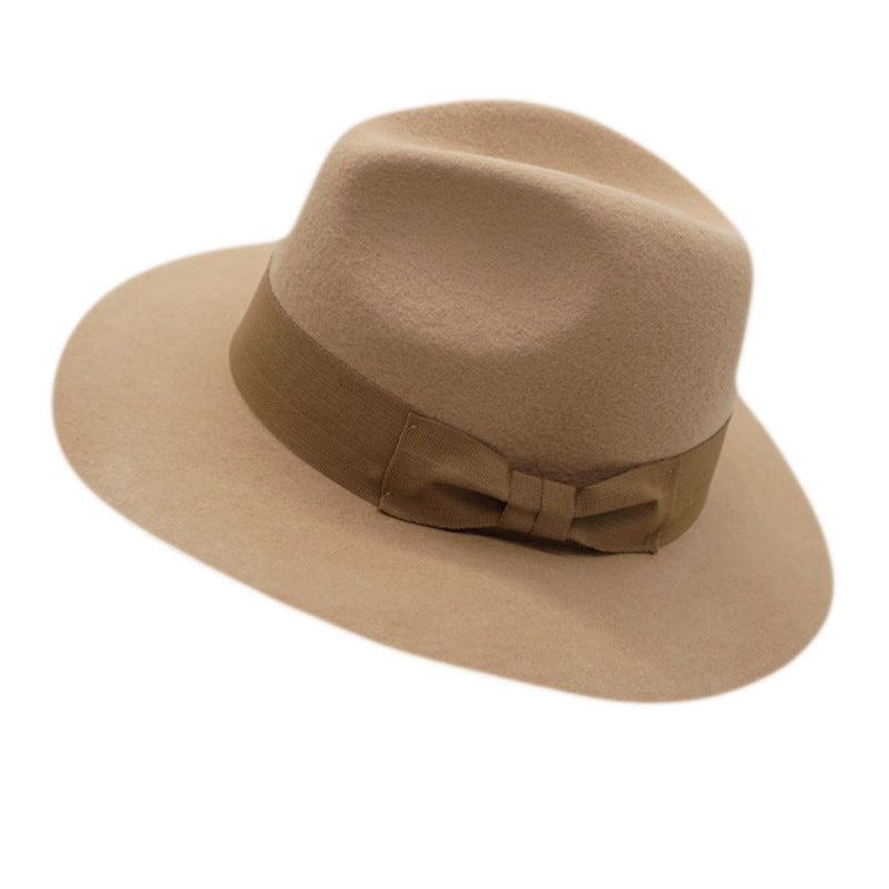Bow-tie British-style Vintage Wool Tweed Jazz Fedora