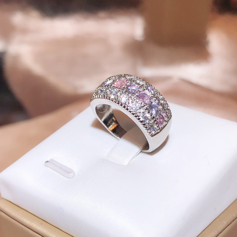 Bohemian Womens Ring With Fiery Zircon And Colored Diamonds