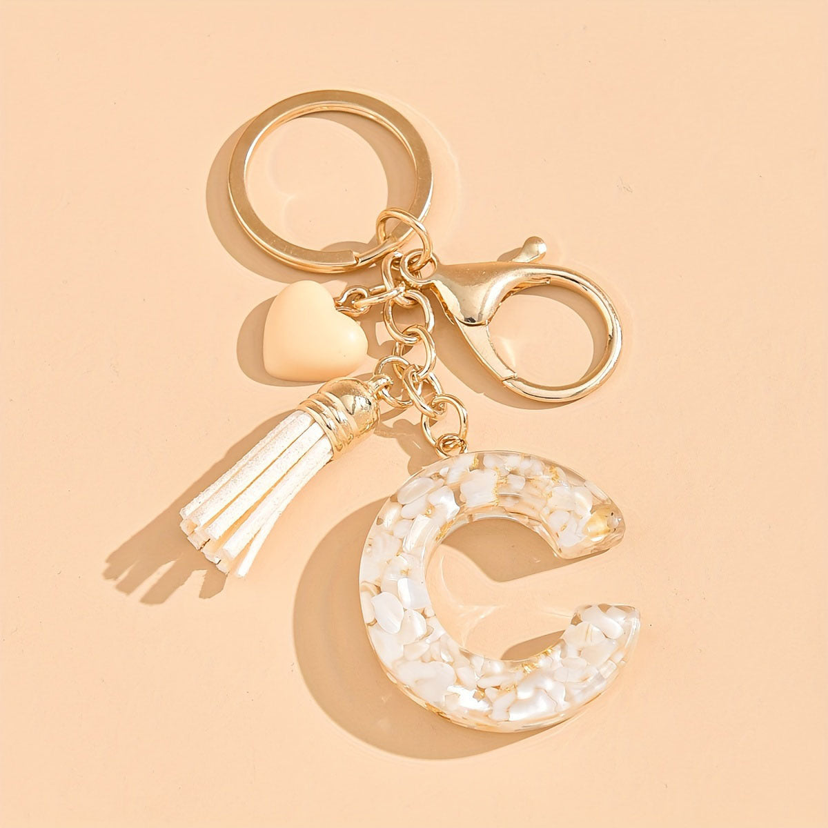 Letter Heart Tassel Keychain Bag